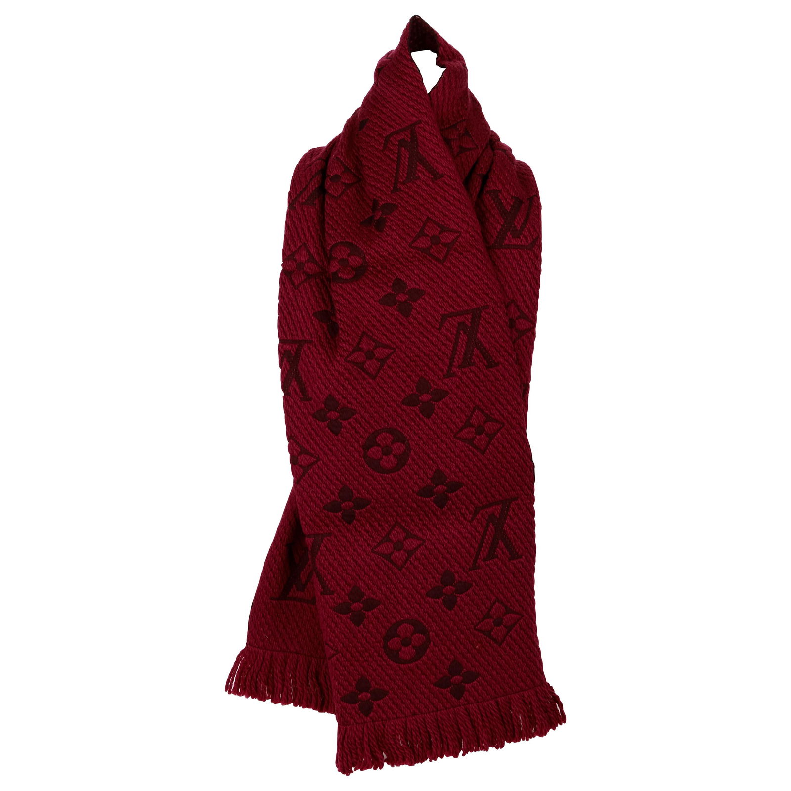 Louis Vuitton Red Black Woven Fringe Scarf 68.5in New (1 of 7)