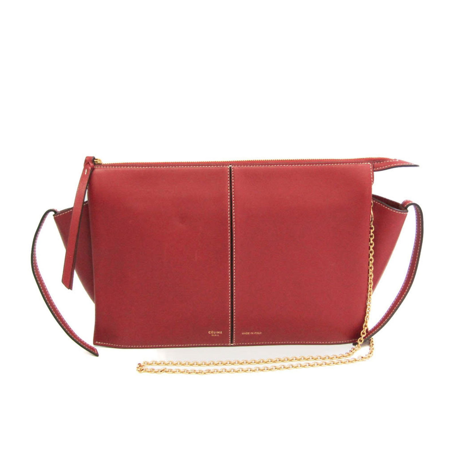 Celine Trifold Trapeze Burgundy Leather Shoulder Bag 18cm x 28cm x 8cm (1 of 9)