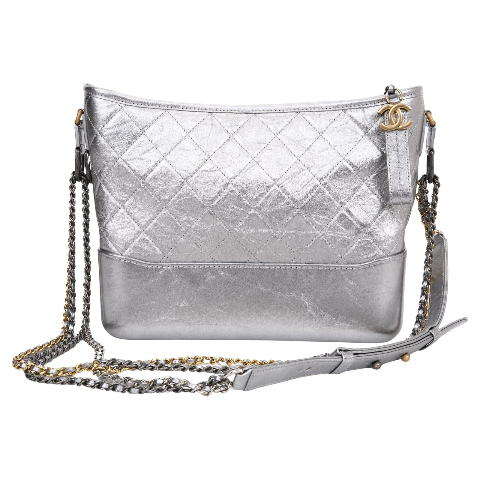 Chanel Gabrielle Metallic Aged Calfskin Shoulder Bag with Gold Silver Hardware (1 of 9)