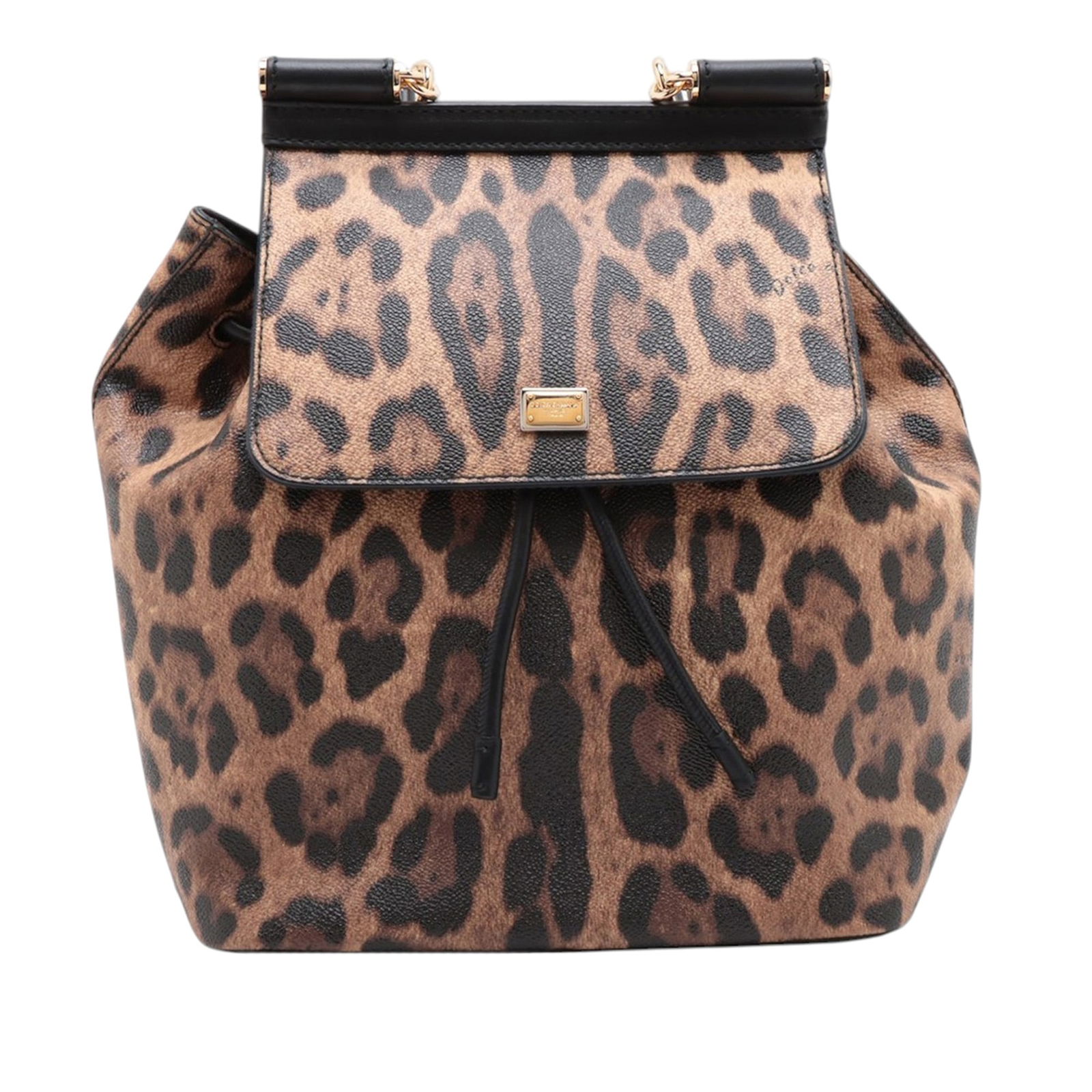 Dolce & Gabbana Leopard Print Leather Dauphine Miss Sicily Backpack (1 of 10)