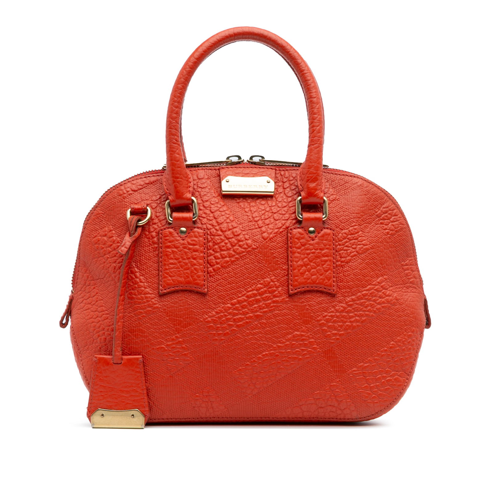 Burberry Small Heritage Grain Check Leather Orchard Bowling Bag: Burberry Small Heritage Grain Check Leather Orchard Bowling Bag This Burberry Small Heritage Grain Check Embossed Leather Orchard Bowling Bag showcases an elegant design with its embossed and grained