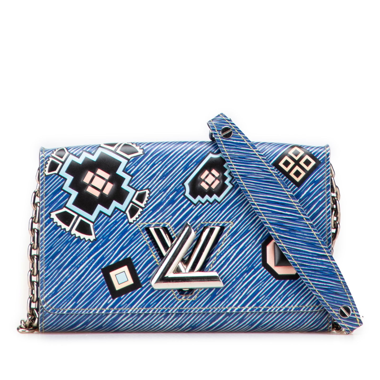 Louis Vuitton Epi Denim Twist Azteque Wallet on Chain Blue: Louis Vuitton Epi Denim Twist Azteque Wallet on Chain Blue This Louis Vuitton Epi Denim Twist Azteque Wallet on Chain is a stylish accessory crafted from durable epi leather. It features a striking bl