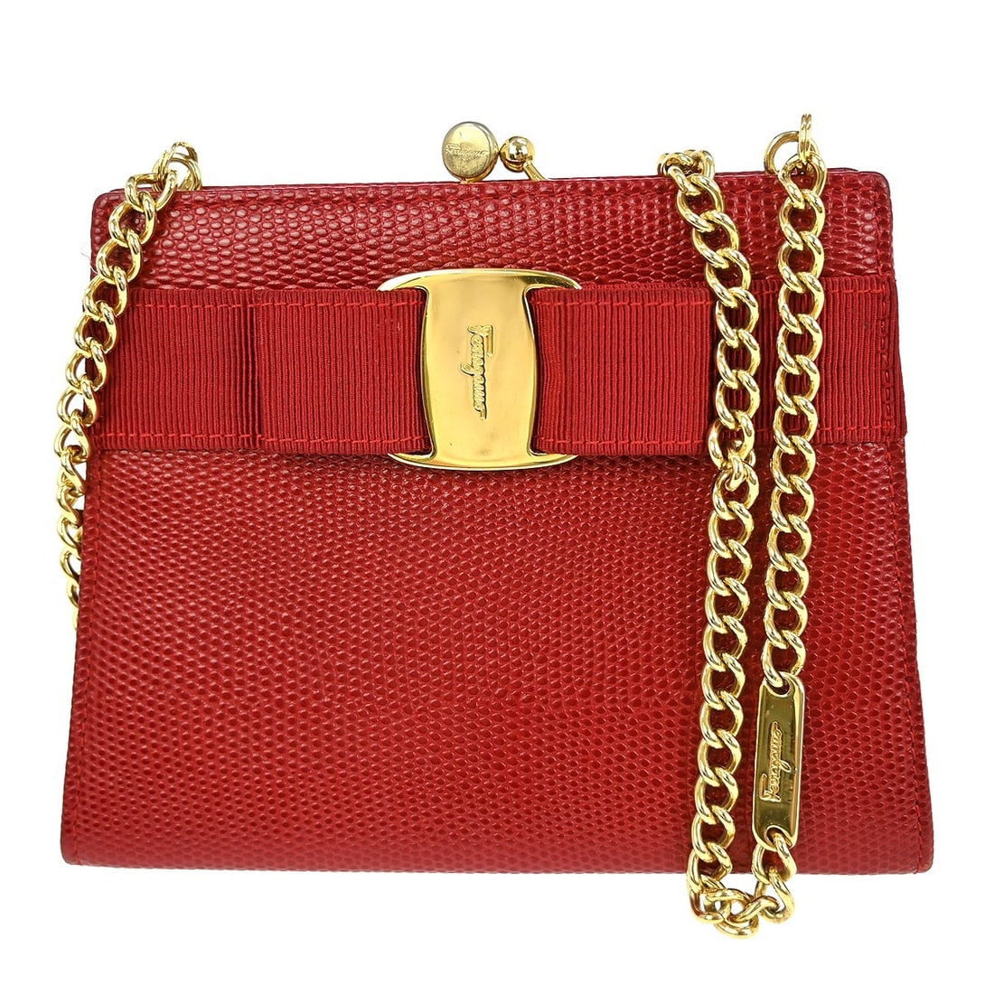 Salvatore Ferragamo Vara Bow Red Leather Crossbody Shoulder Bag (1 of 8)