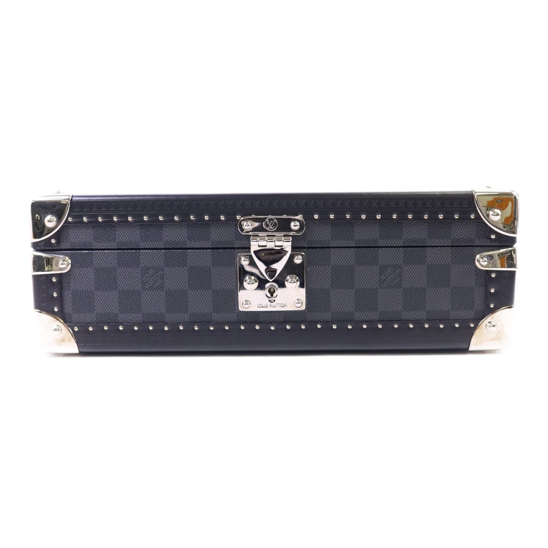 Damier Graphite Coffret 8 Montres Watch Box by Louis Vuitton N48226: Damier Graphite Coffret 8 Montres Watch Box by Louis Vuitton N48226 This Louis Vuitton Coffret 8 Montres watch storage box is crafted from black PVC coated canvas in the Damier Graphite pattern. Desig