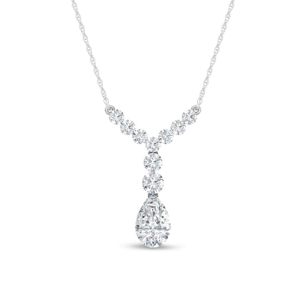 14K White Gold Lab Grown Diamond 1 5/8 Ct.Tw. Fashion Necklace: 14K White Gold Lab Grown Diamond 1 5/8 Ct.Tw. Fashion Necklace Add a touch of elegance to any outfit with this 14K white gold fashion necklace, featuring 1 5/8 carats total weight of sparkling lab-gro