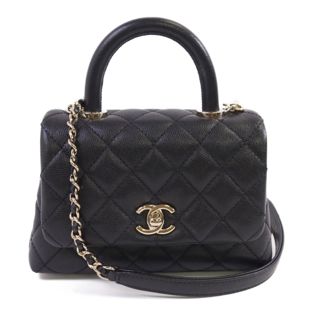 Black Calfskin Chanel AS2215 Co Co Handle Bag with Gold Tone Hardware (1 of 17)