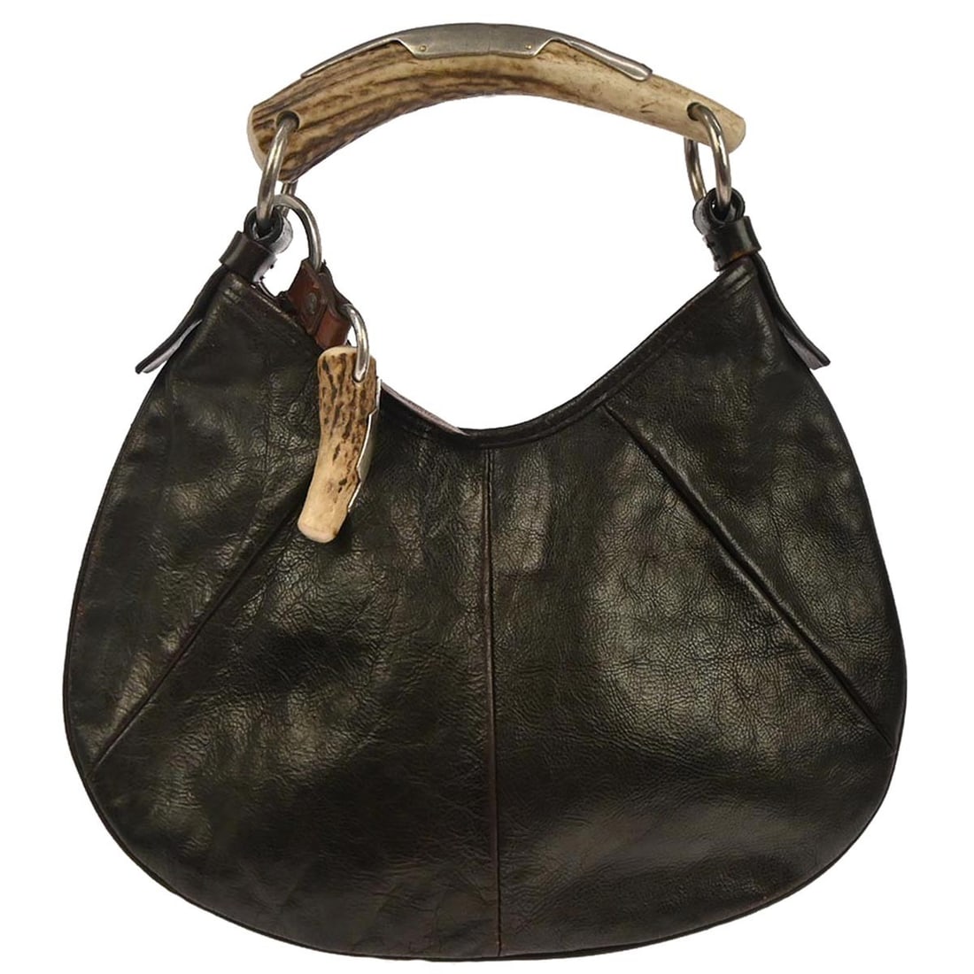 Saint Laurent Mombasa Small Leather Top Handle Bag in Dark Brown (1 of 10)