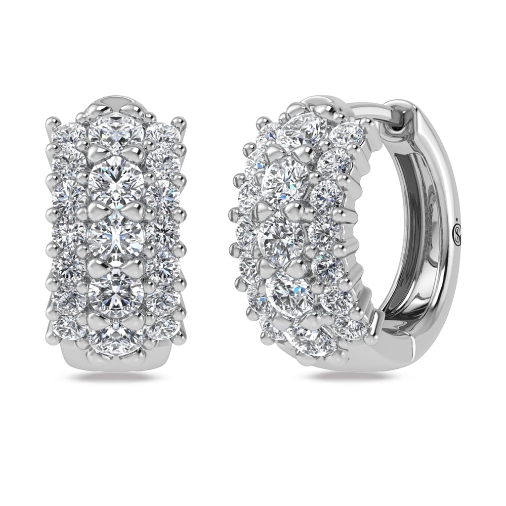 14K White Gold Lab Grown Diamond 1 1/4 Ct.Tw. Huggies Earrings: 14K White Gold Lab Grown Diamond 1 1/4 Ct.Tw. Huggies Earrings Chic 14K white gold huggies adorned with 1 1/4 Ct.Tw. lab-grown diamonds for everyday elegance. 14k White Gold Stone Color: D-f Stone Cla