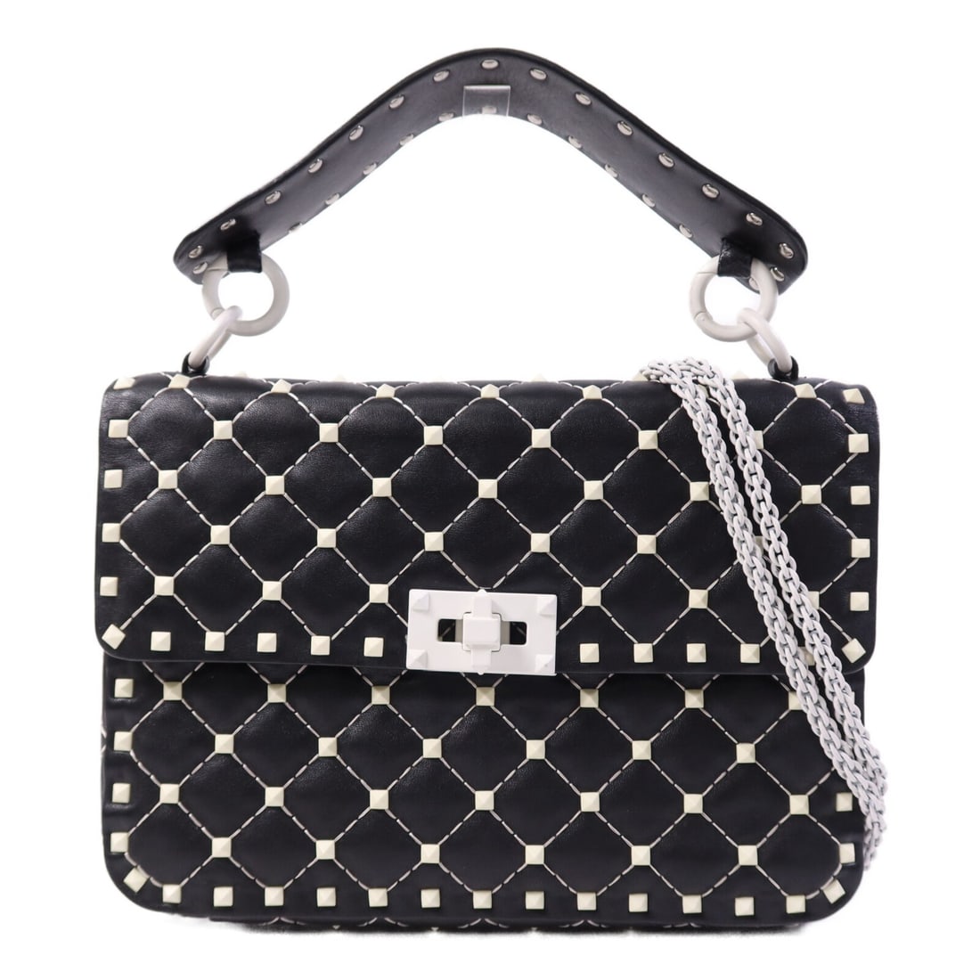 Valentino Black Leather Convertible Shoulder Handbag Italy (1 of 14)