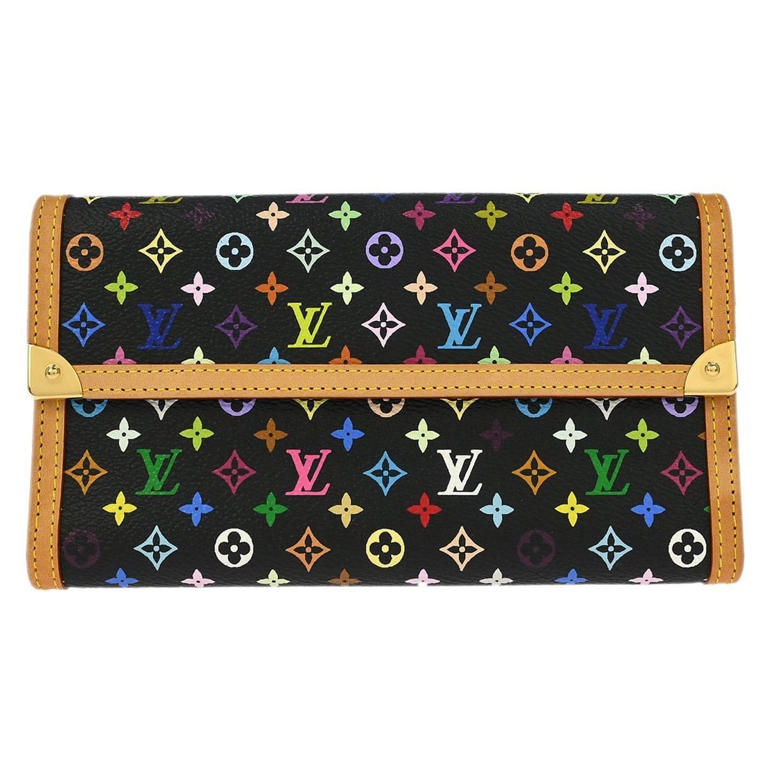 Louis Vuitton Multicolor Black Folding Wallet Porte Tresor International M92658 (1 of 7)