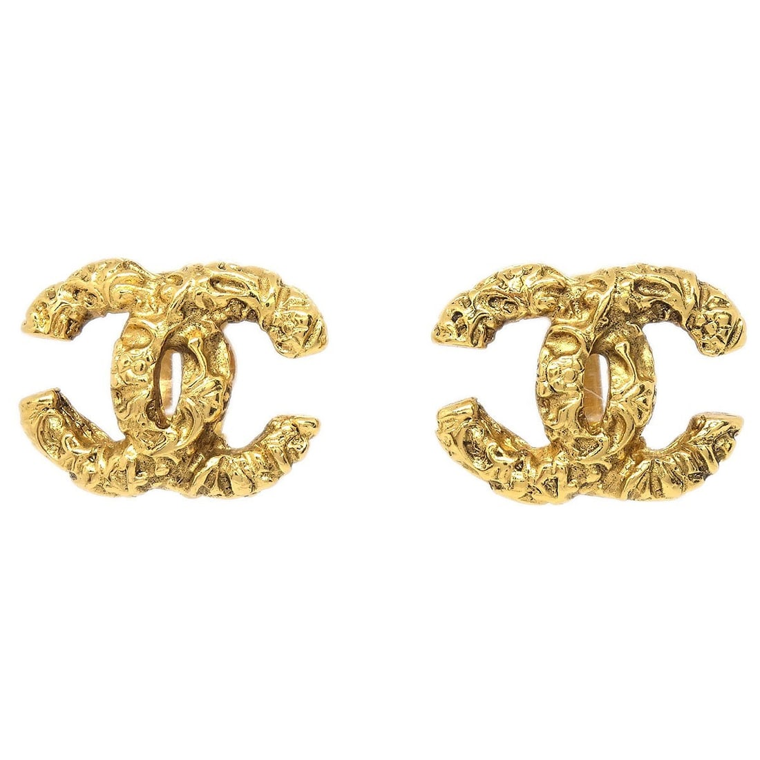 Chanel 93A Gold Plated CC Logo Clip-On Earrings (1 of 4)