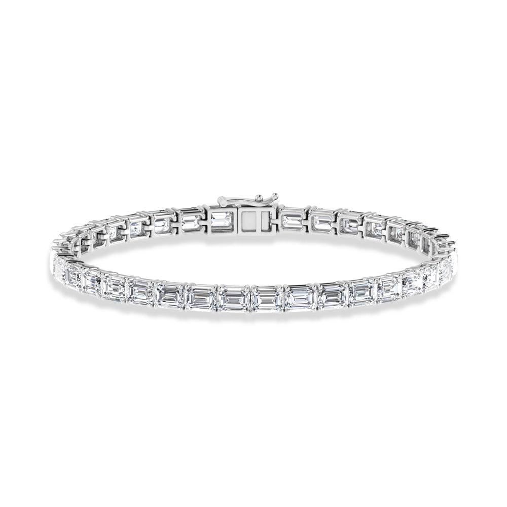 14K White Gold 15 Ct.Tw. Emerald Horizontal Shape Lab Grown Diamond Tennis Bracelet: 14K White Gold 15 Ct.Tw. Emerald Horizontal Shape Lab Grown Diamond Tennis Bracelet This 14K White Gold tennis bracelet features emerald horizontal-shaped lab grown diamonds totaling 15 Ct.Tw., offeri