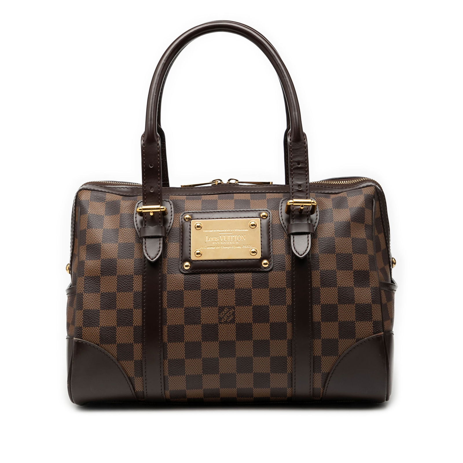 Louis Vuitton Berkeley Damier Ebene Canvas Handbag with Leather Trim (1 of 7)