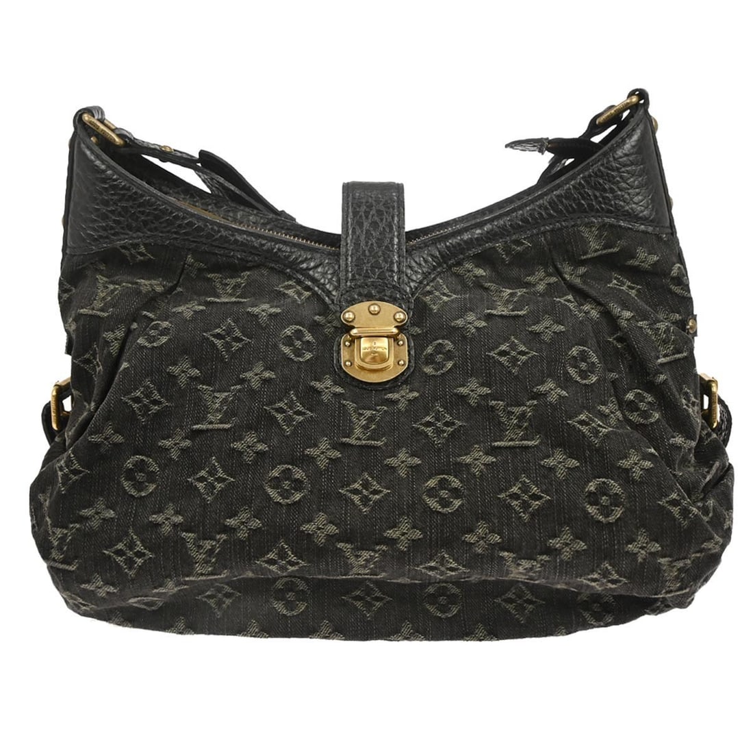 Louis Vuitton Monogram Denim XS Shoulder Bag in Black M95608: Louis Vuitton Monogram Denim XS Shoulder Bag in Black M95608 This Louis Vuitton shoulder bag features the signature Monogram Denim design in black and is crafted from denim material. The bag is styled