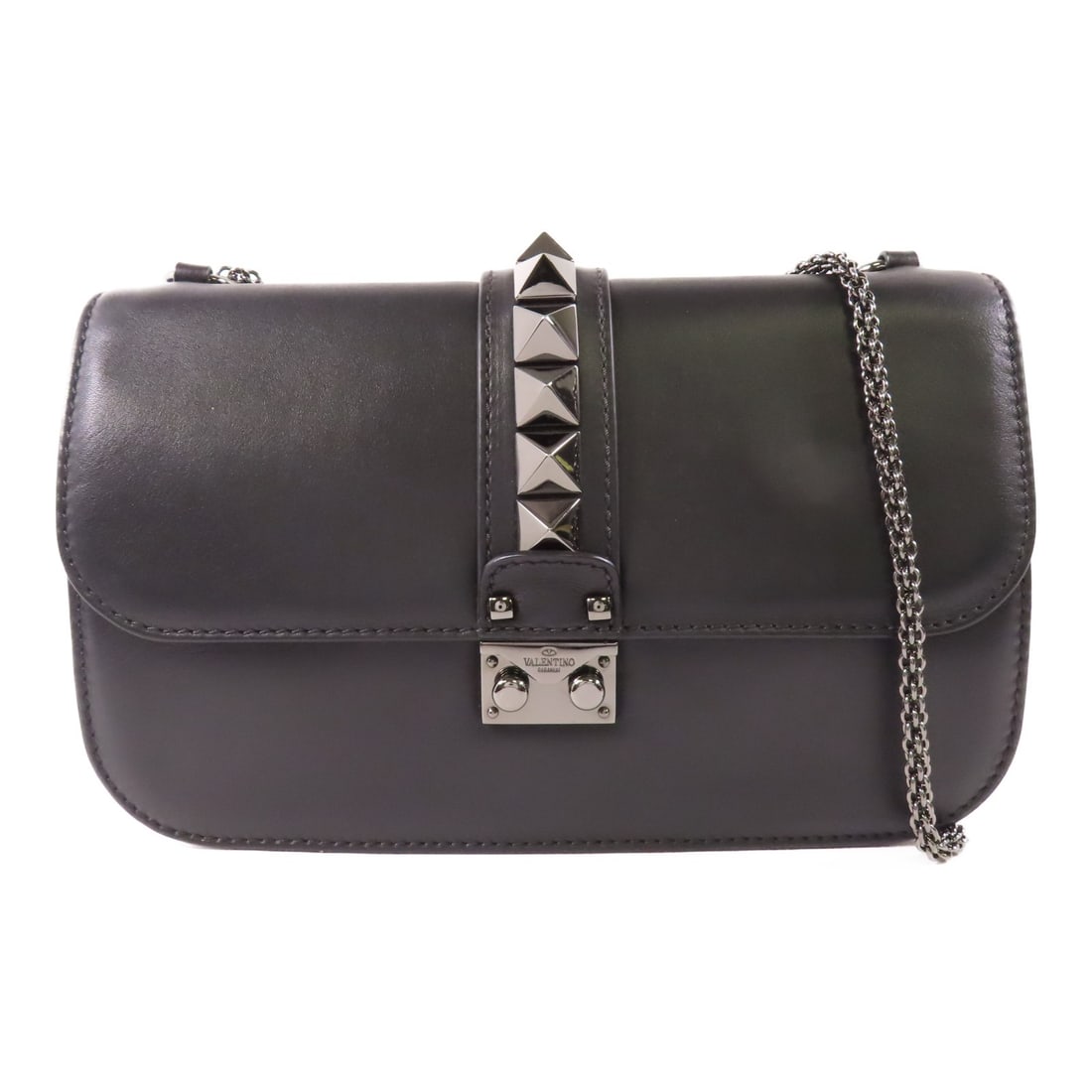 Valentino Glam Lock Black Calfskin Leather Shoulder Bag (1 of 17)