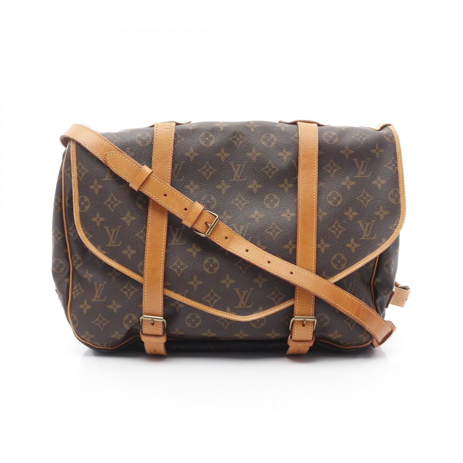 Louis Vuitton Saumur brown canvas and leather crossbody bag: Louis Vuitton Saumur brown canvas and leather crossbody bag This Louis Vuitton Saumur is a women's shoulder bag crafted from brown canvas and leather. Made in France, it features an adjustable strap a