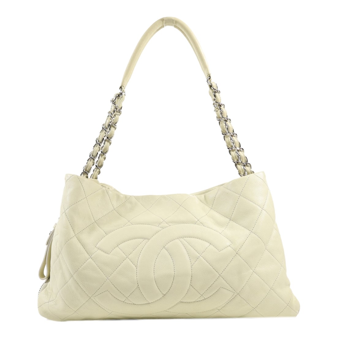 CHANEL Beige Calfskin Leather Shoulder Bag with SHW (1 of 14)