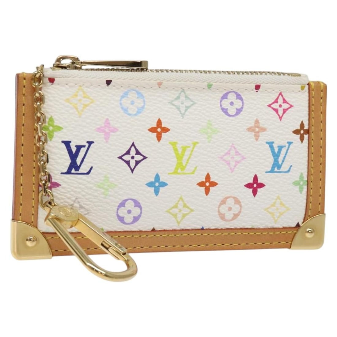 LOUIS VUITTON Monogram Multicolor Pochette Cles Coin Purse White M92655 Auth: LOUIS VUITTON Monogram Multicolor Pochette Cles Coin Purse White M92655 Auth This authentic LOUIS VUITTON Monogram Multicolor Pochette Cles purse is an elegant coin purse that combines style and