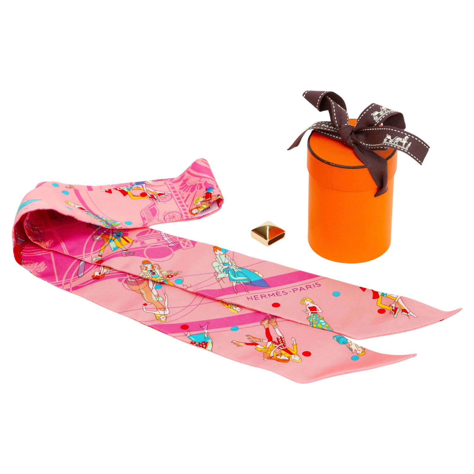 Hermes Ex-Libris Les Parisie Silk Twilly 2x34 Inches (1 of 4)