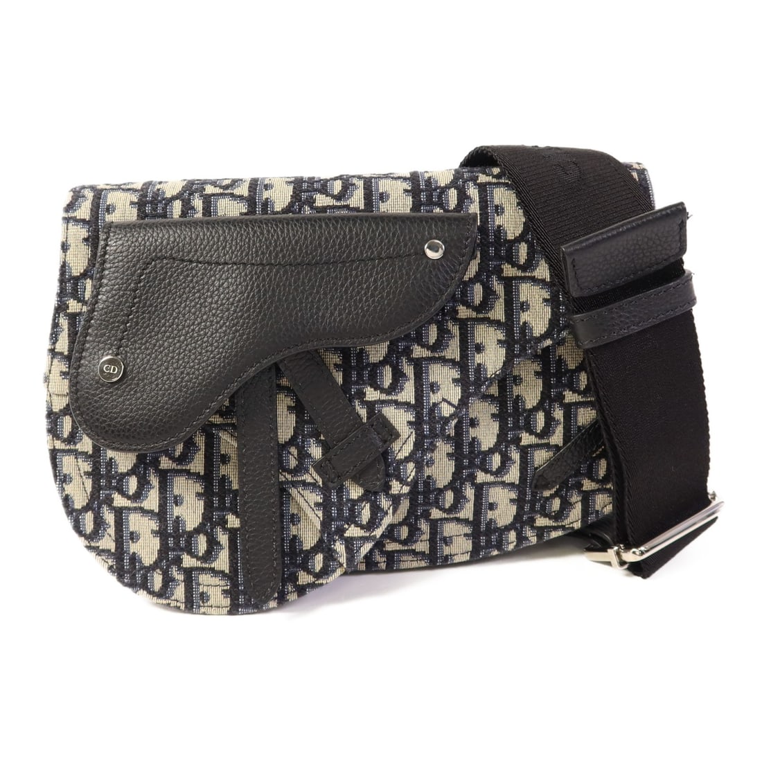 Dior CD SHW Oblique Blue Black Canvas Waist Body Bag (1 of 14)