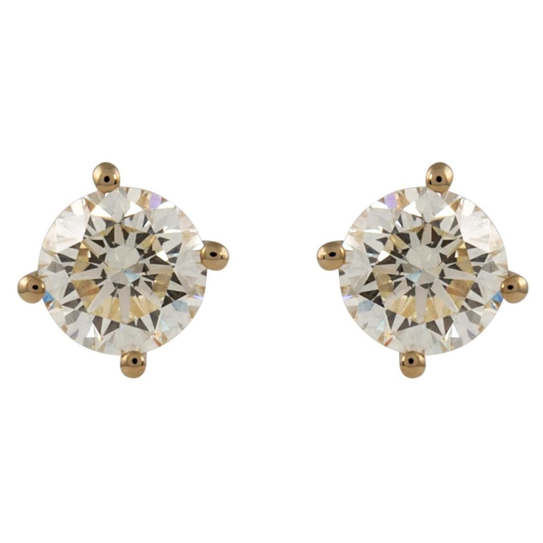 1.11ct Round Diamond Stud Earrings in 18k Yellow Gold with GIA Appraisal: 1.11ct Round Diamond Stud Earrings in 18k Yellow Gold with GIA Appraisal Elevate your elegance with these stunning round diamond stud earrings, crafted in luxurious 18k yellow gold. Featuring two perf