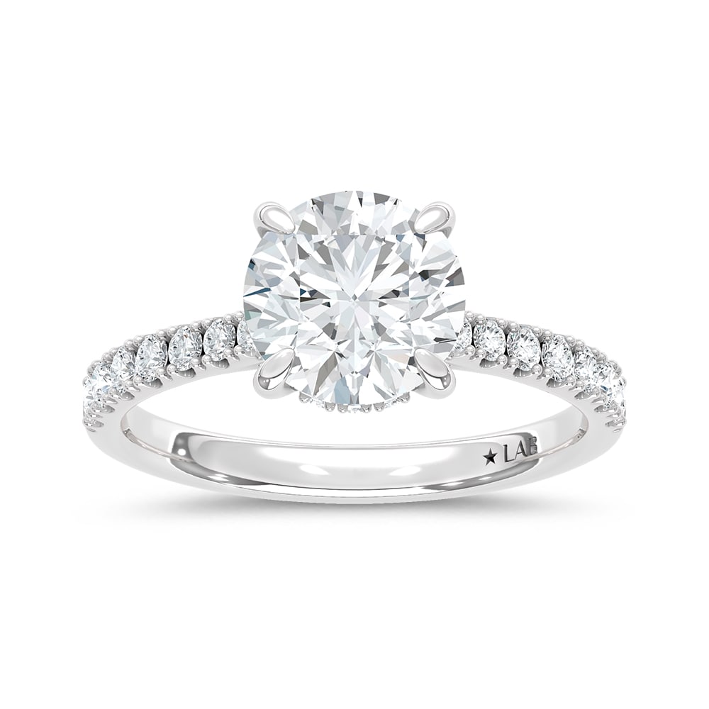 14K White Gold Lab Grown Diamond 2 1/3 Ct.Tw. Round Shape Hidden Halo Engagement Ring: 14K White Gold Lab Grown Diamond 2 1/3 Ct.Tw. Round Shape Hidden Halo Engagement Ring Discover subtle brilliance and modern elegance with our Hidden Halo Diamond Engagement Ring. This elegant engageme