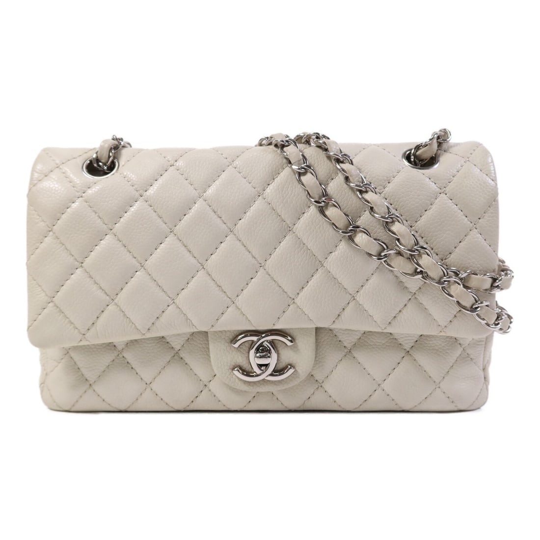 CHANEL Ivory Calfskin Leather Chain Shoulder Bag A39336 (1 of 16)