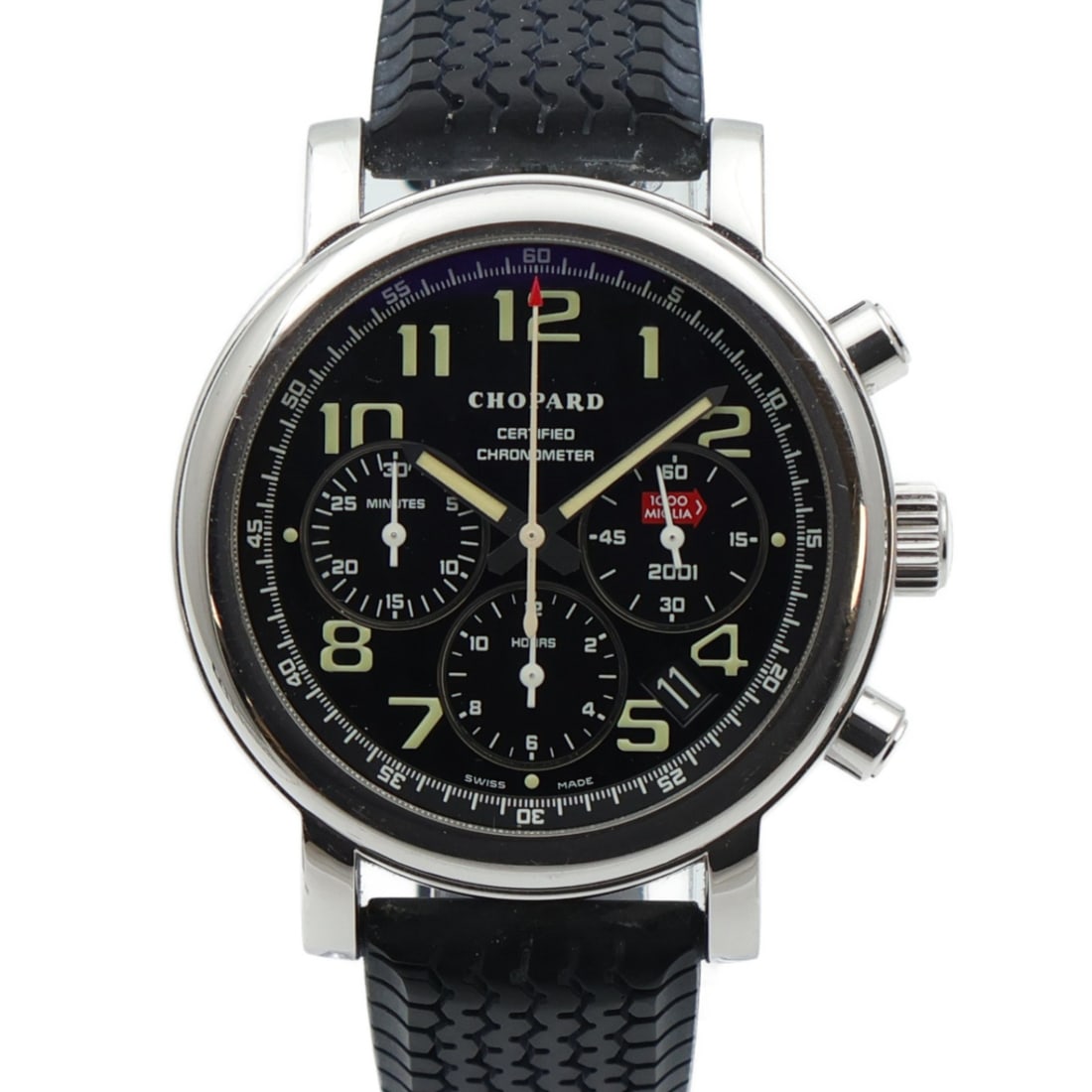 Chopard Mille Miglia 168915-3001 18K White Gold Automatic Wrist Watch Black Dial: Chopard Mille Miglia 168915-3001 18K White Gold Automatic Wrist Watch Black Dial This exquisite Chopard Mille Miglia wristwatch combines luxury and functionality, featuring a case and band crafted fro