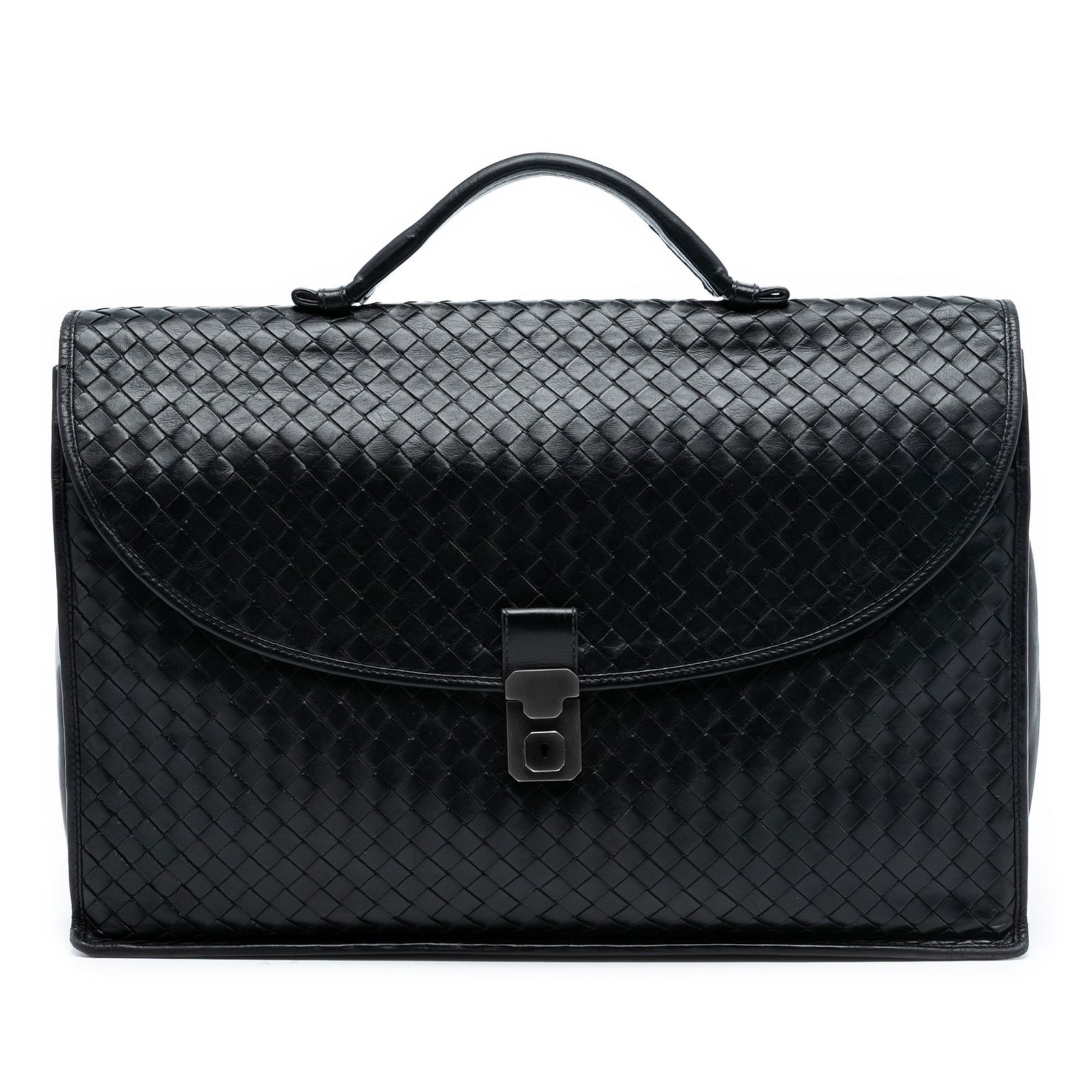 Black Leather Business Bag Bottega Veneta Nappa Intrecciato Model (1 of 7)