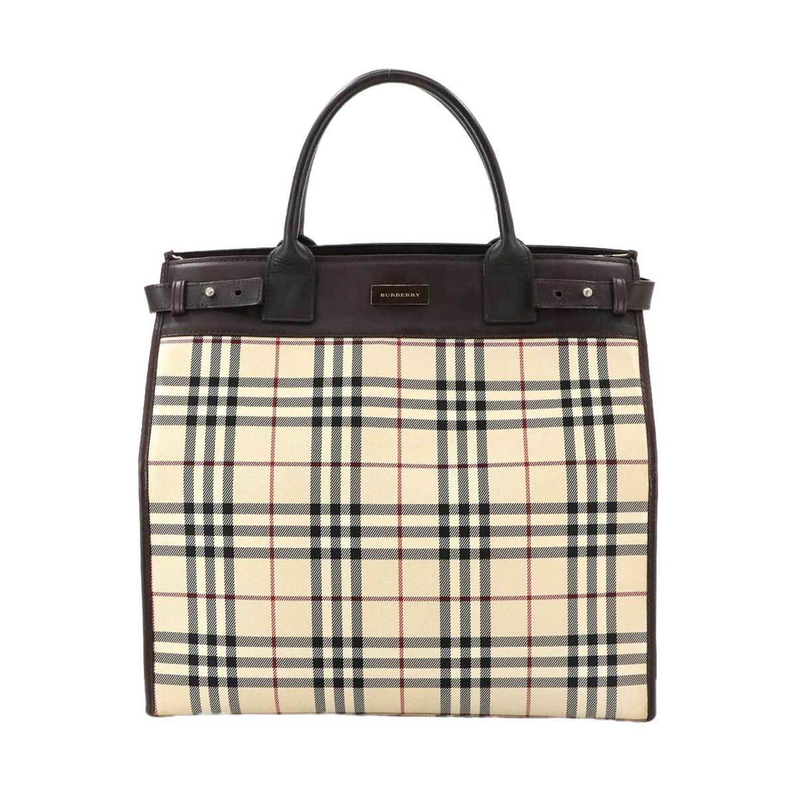 Burberry Nova Check Beige and Brown Canvas Leather Tote Bag (1 of 1)