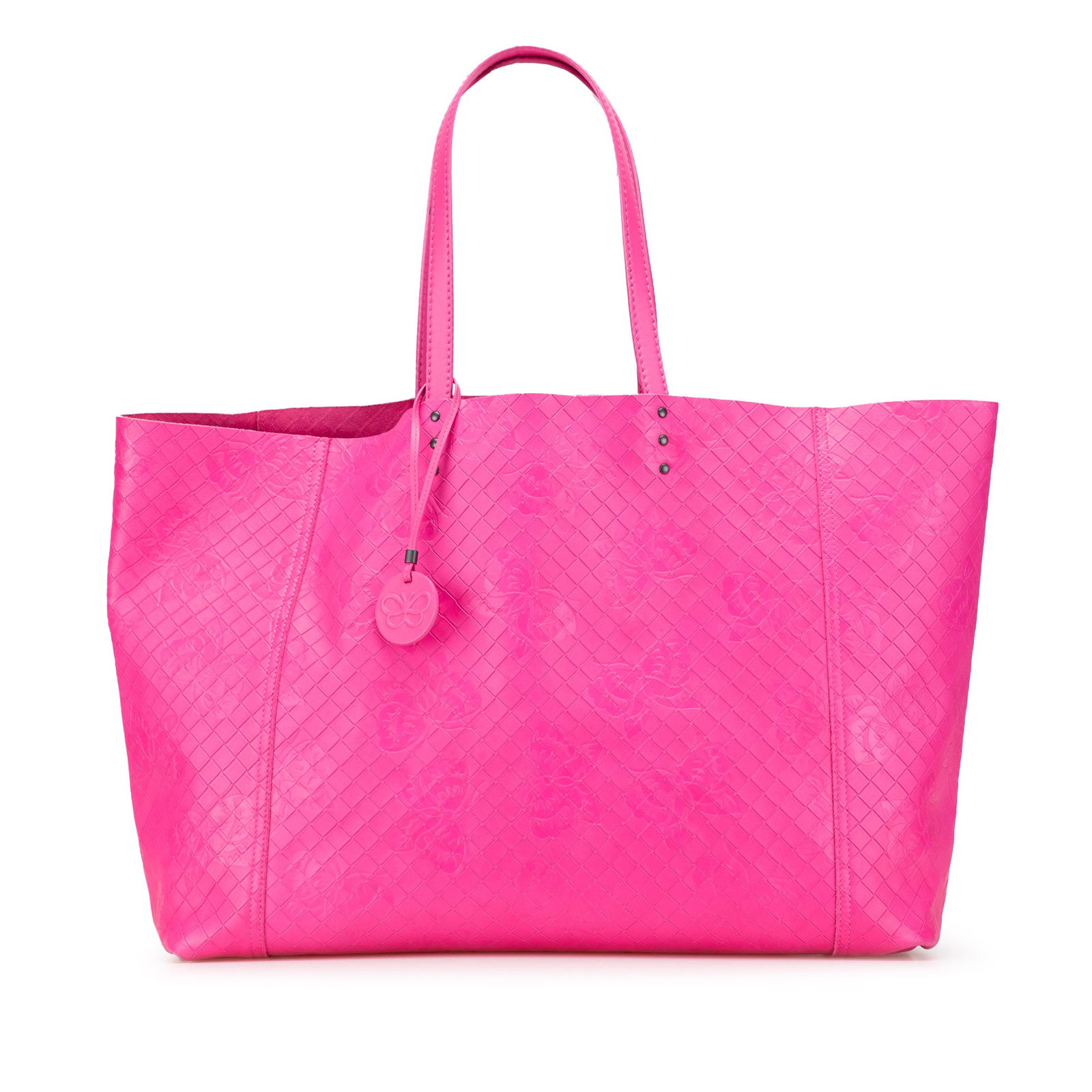 Bottega Veneta Pink Leather Intrecciomirage Butterfly Tote Bag (1 of 11)