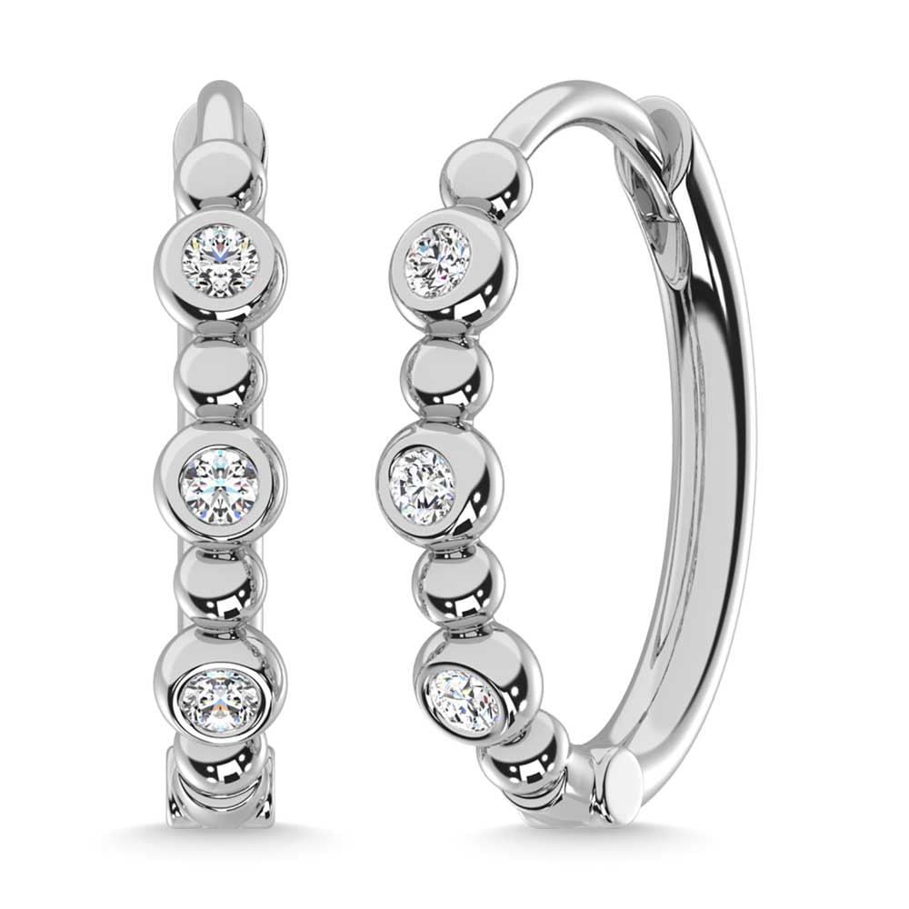14K White Gold Diamond 1/6 Ct.Tw. Hoop Earrings (1 of 3)