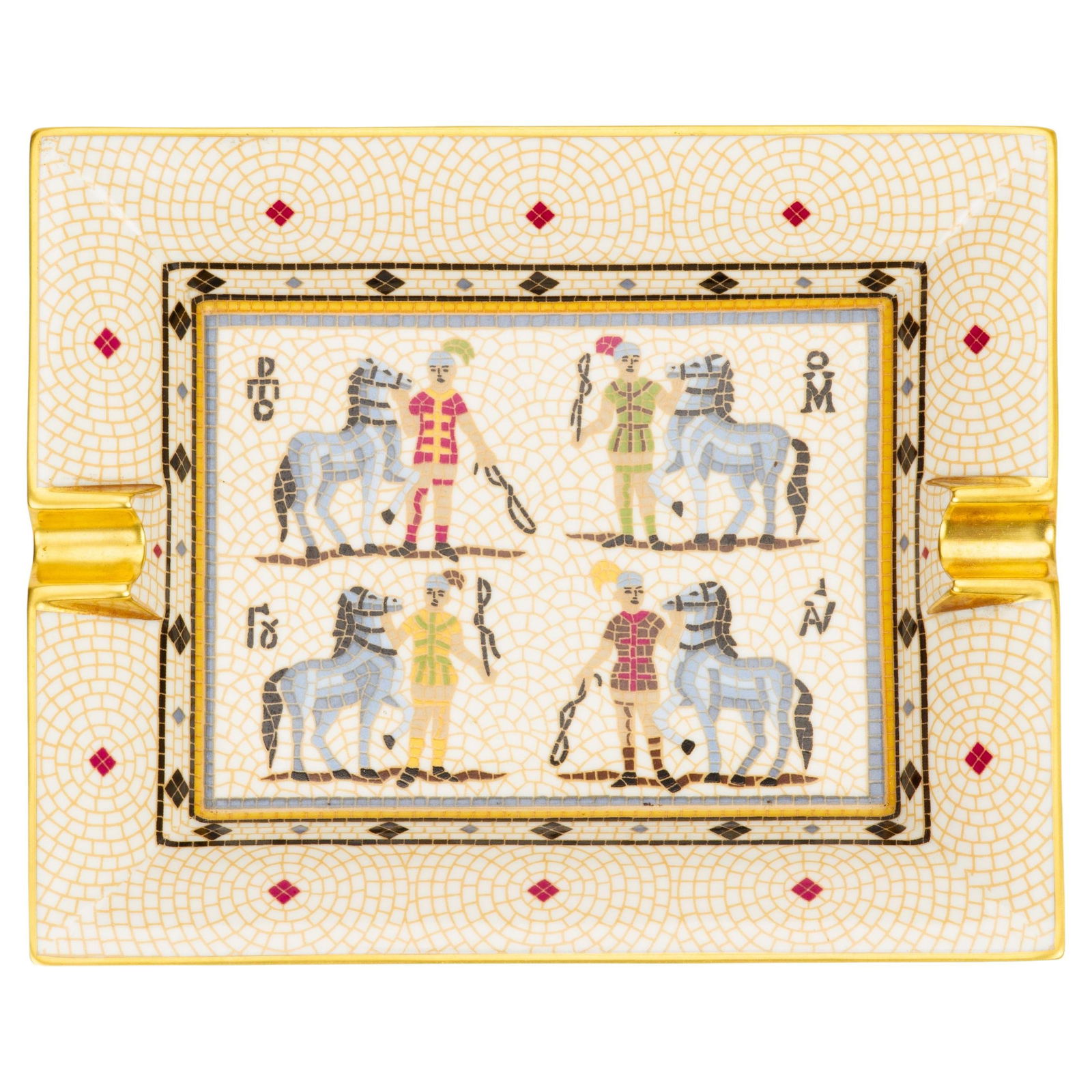 Hermes Equestrian Horse Ashtray Porcelain 21st Century France: Hermes Equestrian Horse Ashtray Porcelain 21st Century France This exquisite Hermes Mosaic Equestrian Horse Ashtray embodies elegance and craftsmanship, perfect for equestrian enthusiasts and collecto