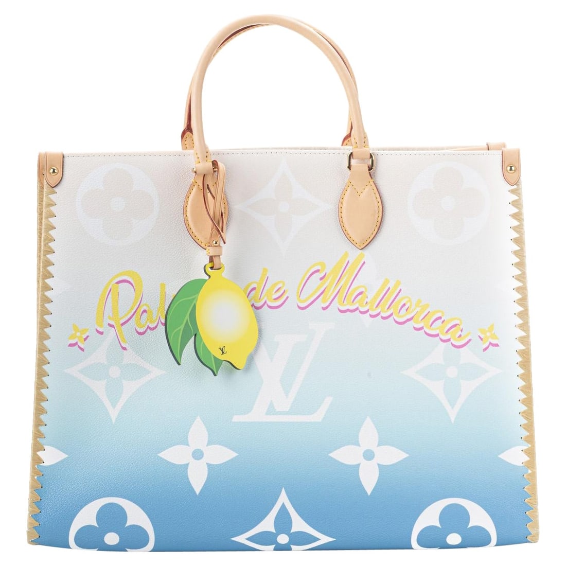 Louis Vuitton 2021 Limited Edition On The Go Palma de Mallorca Bag: Louis Vuitton 2021 Limited Edition On The Go Palma de Mallorca Bag This stunning Louis Vuitton 2021 On The Go Palma de Mallorca Bag is a limited edition piece from the Summer collection, showcasing an