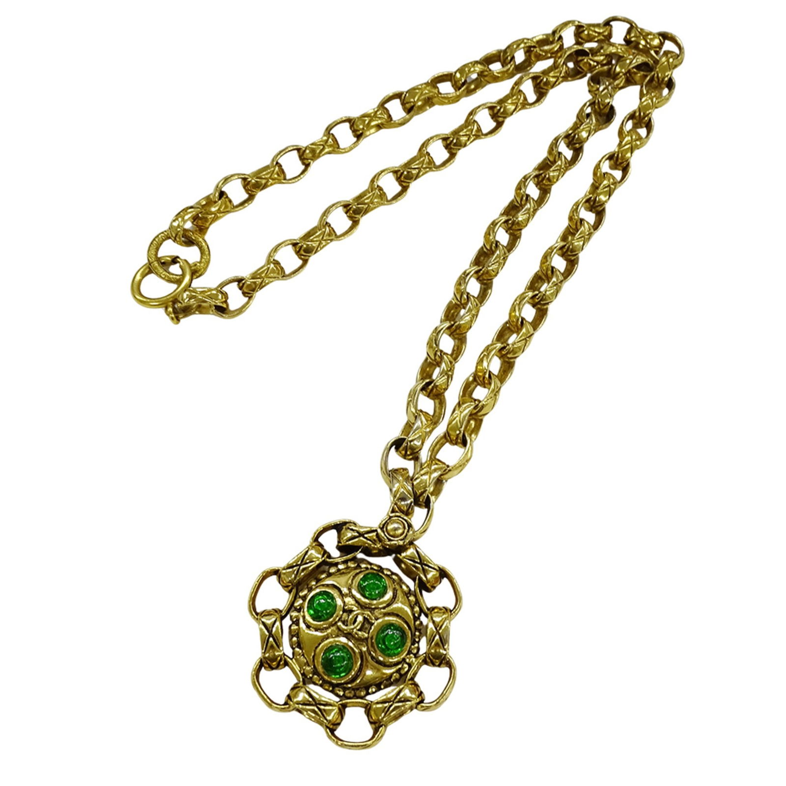 Gold Plated Necklace with Chanel CC Pendant Logo Design (1 of 1)