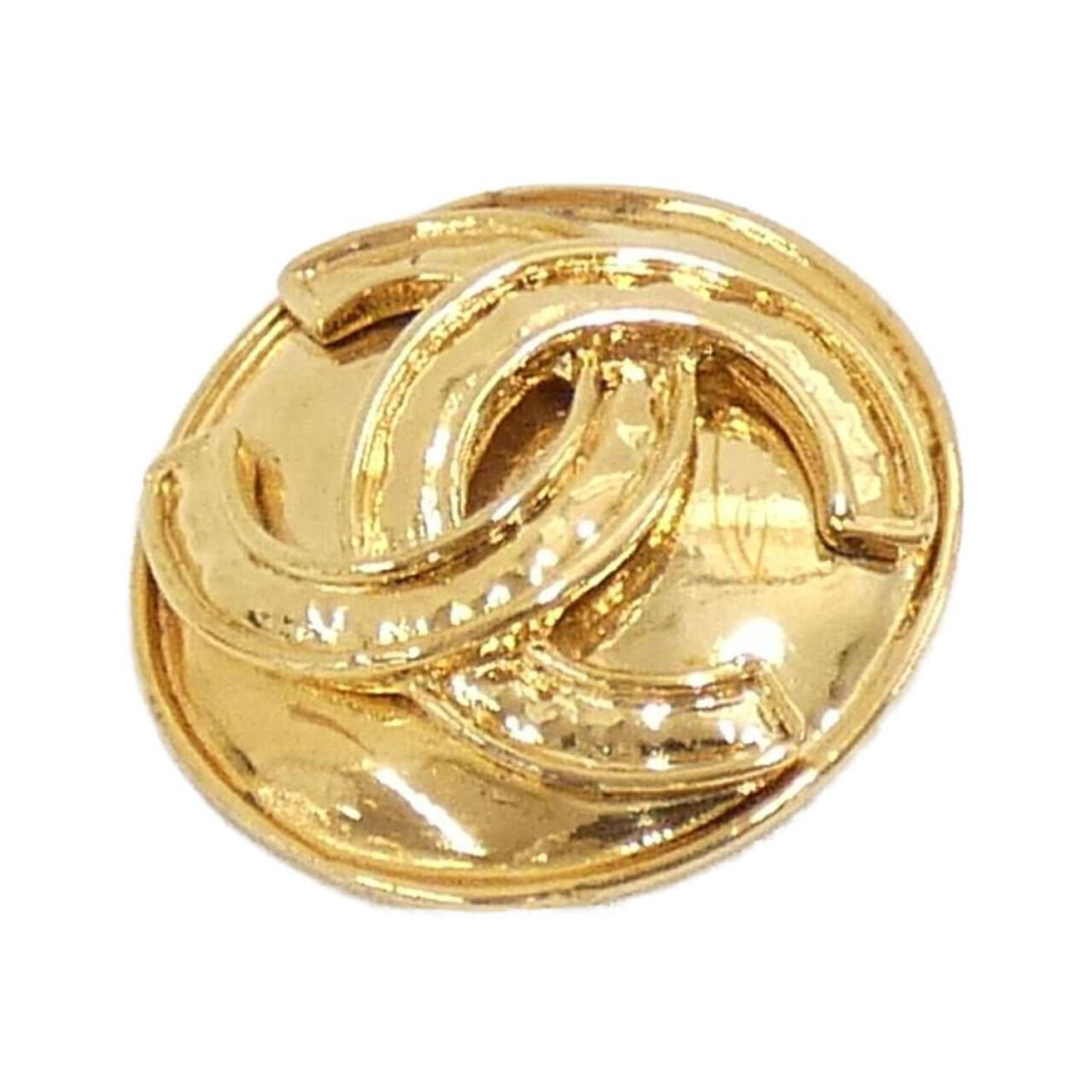 Gold Tone Metal Brooch Chanel Coco Mark 3cm French Design (1 of 4)
