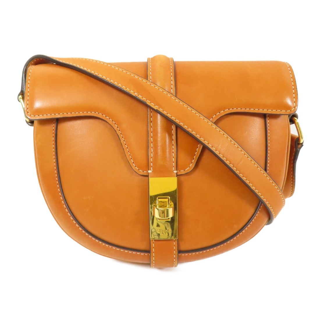 CELINE Brown Calfskin Leather Besace Shoulder Bag GHW (1 of 18)