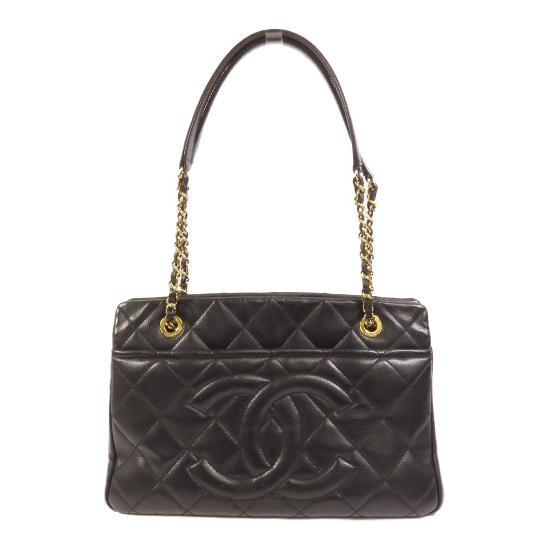 Black Calfskin Chanel Timeless Shoulder Bag with Gold Tone CC Hardware: Black Calfskin Chanel Timeless Shoulder Bag with Gold Tone CC Hardware This CHANEL Timeless CC shoulder bag is crafted from luxurious black calfskin leather and features gold-tone hardware. Designed i