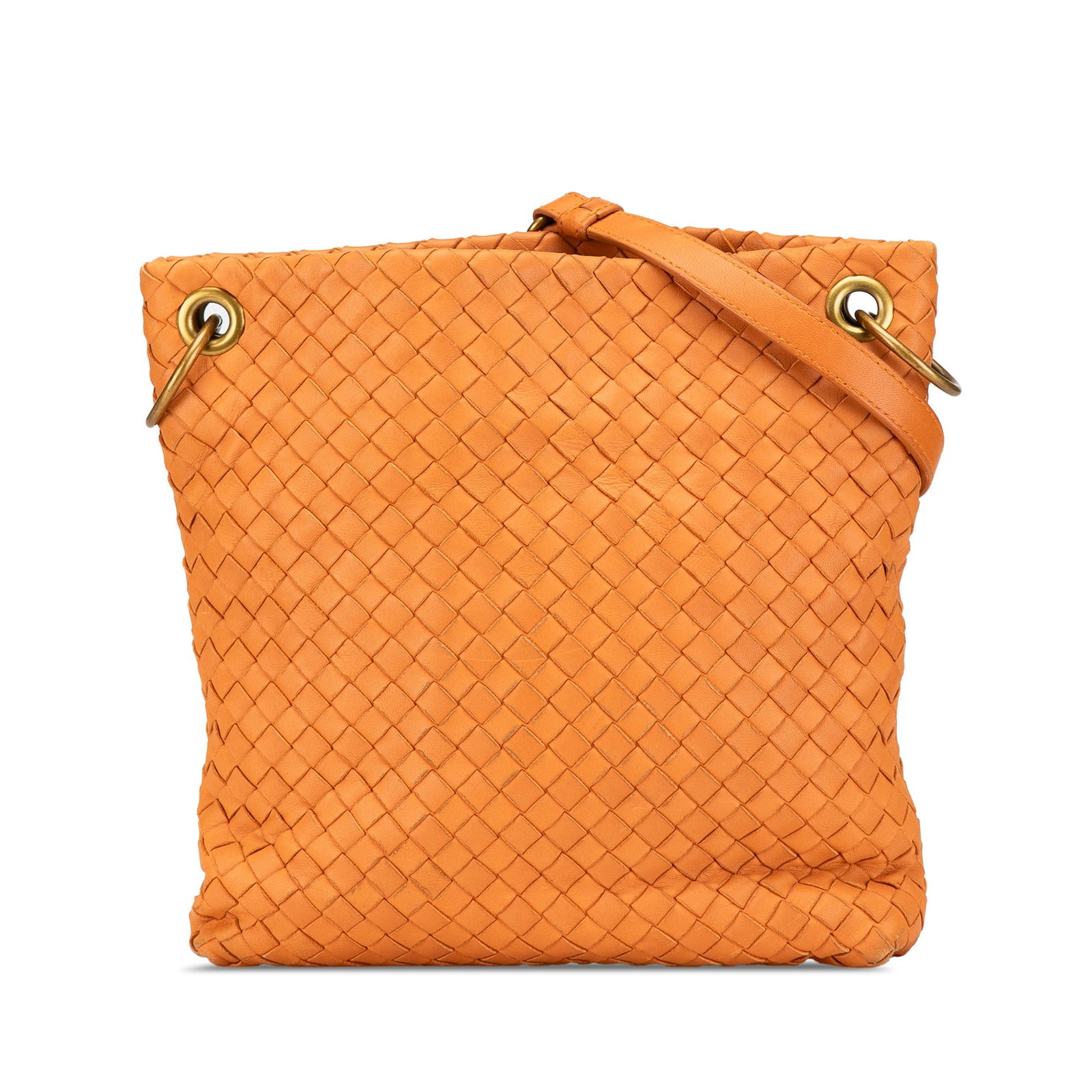 Bottega Veneta Orange Leather Intrecciato Crossbody Bag (1 of 11)
