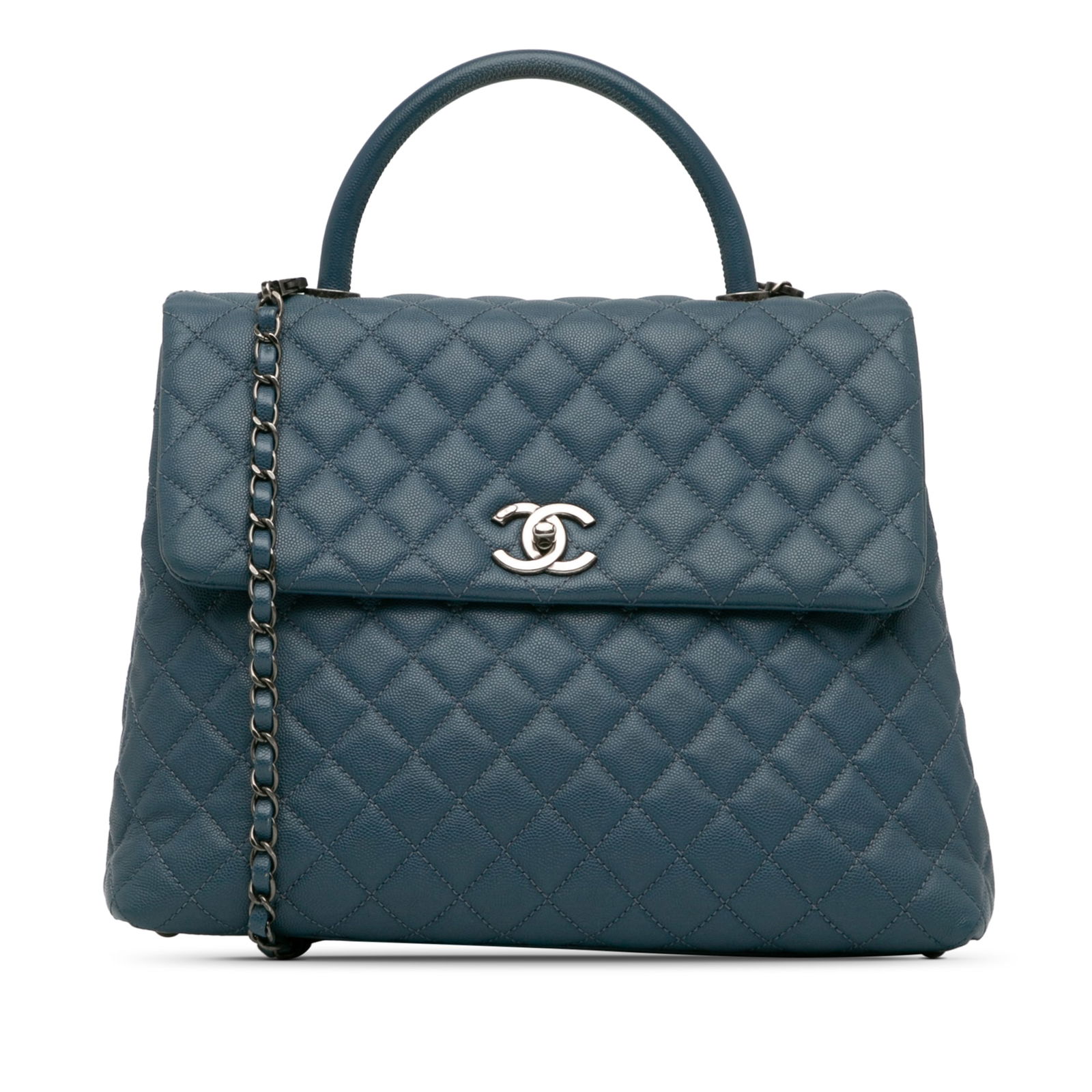 Chanel Blue Caviar Leather Large Coco Top Handle Bag (1 of 13)