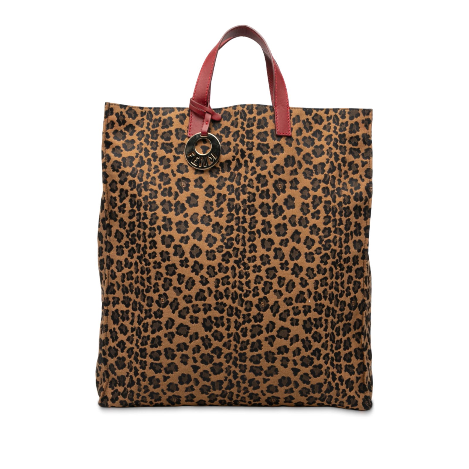 Fendi Tote Bag with Leopard Print Canvas and Leather Handles (1 of 7)