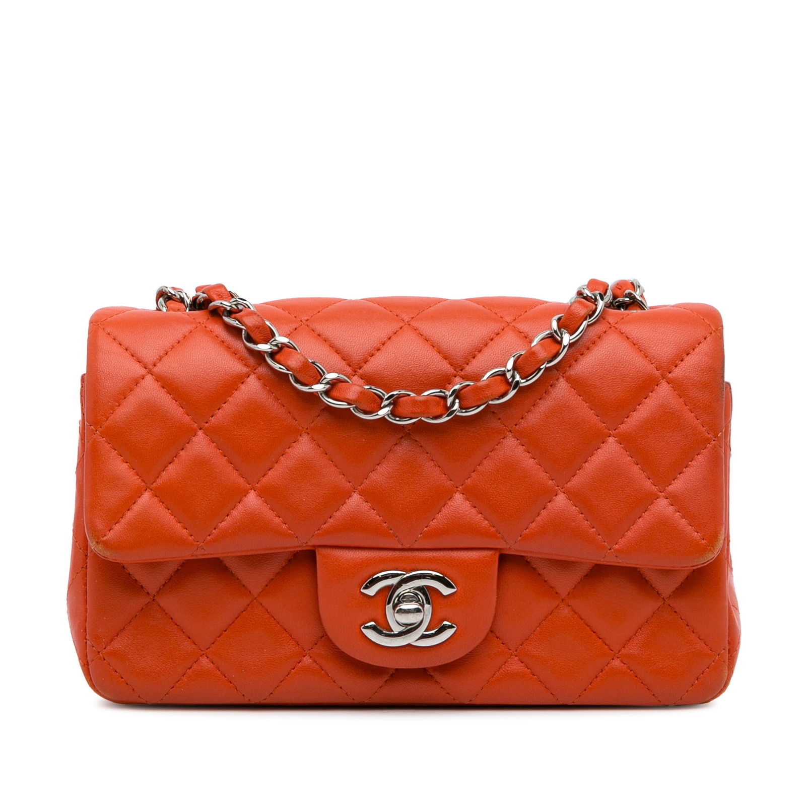 Chanel Mini Rectangular Classic Lambskin Flap Bag Orange (1 of 12)