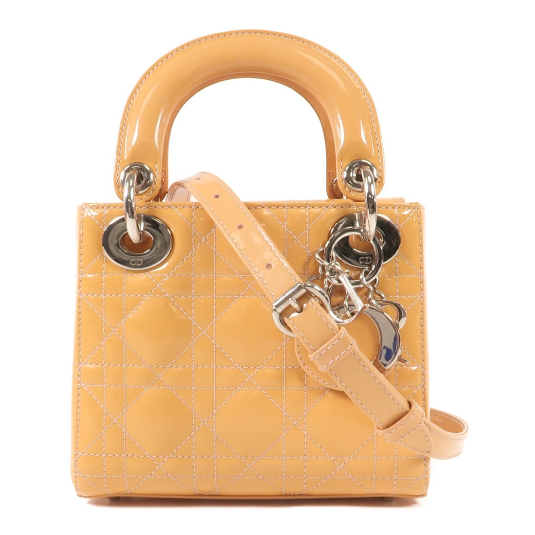 Dior Mini Lady Dior 2 Way Bag Patent Leather Beige (1 of 15)