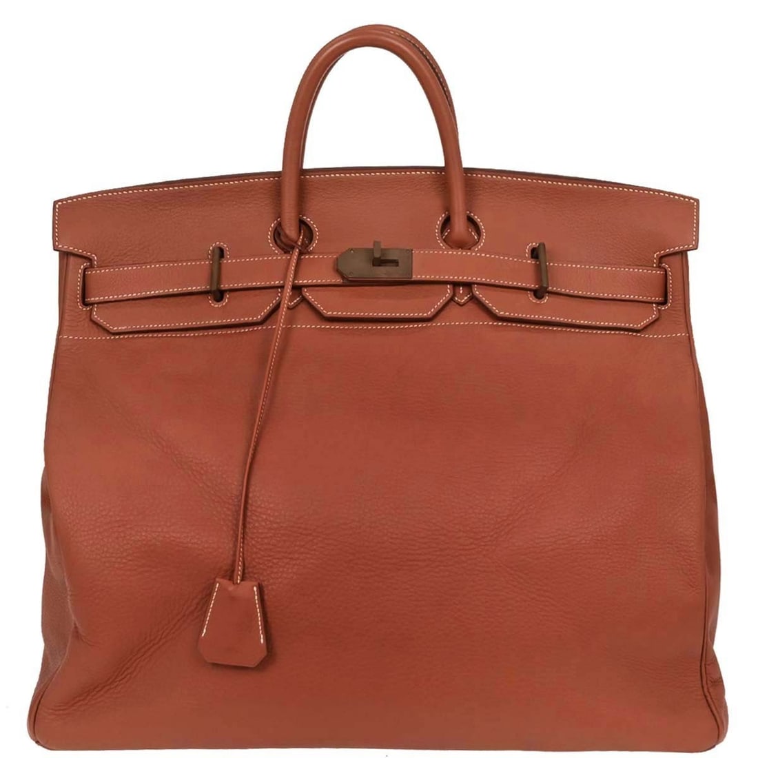 Hermes Haut a Courroies 50 Handbag Brique Taurillon Clemence Gold Hardware (1 of 10)