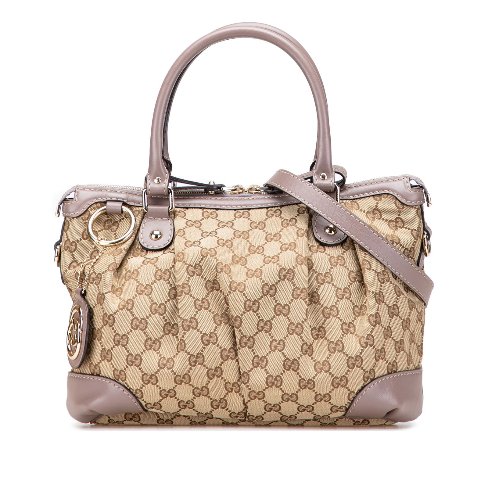 Gucci GG Canvas Sukey Satchel Brown Fabric Bag from Italy (1 of 13)