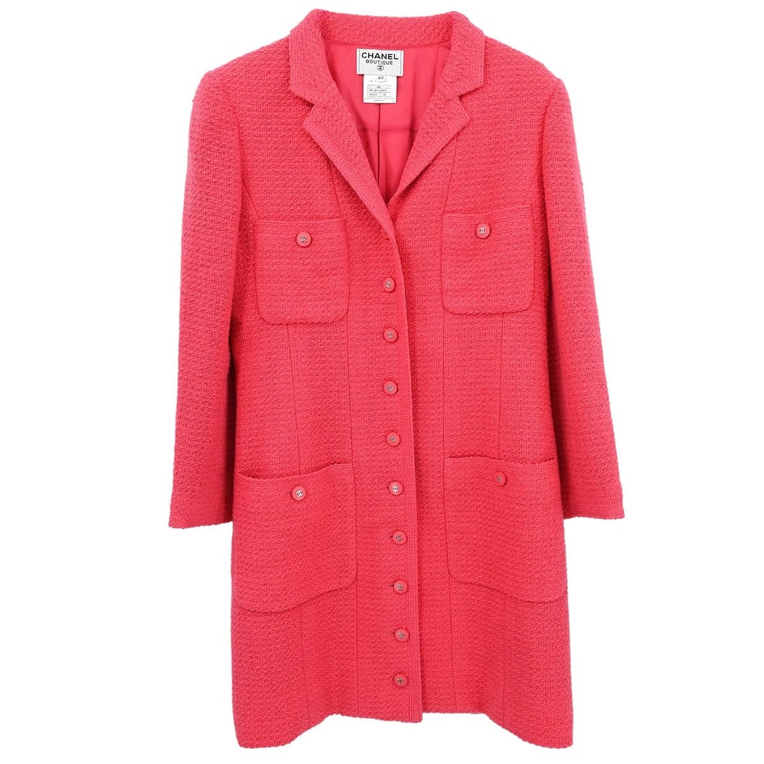 Chanel Vintage Pink Wool Overcoat Jacket 96P #42 (1 of 10)
