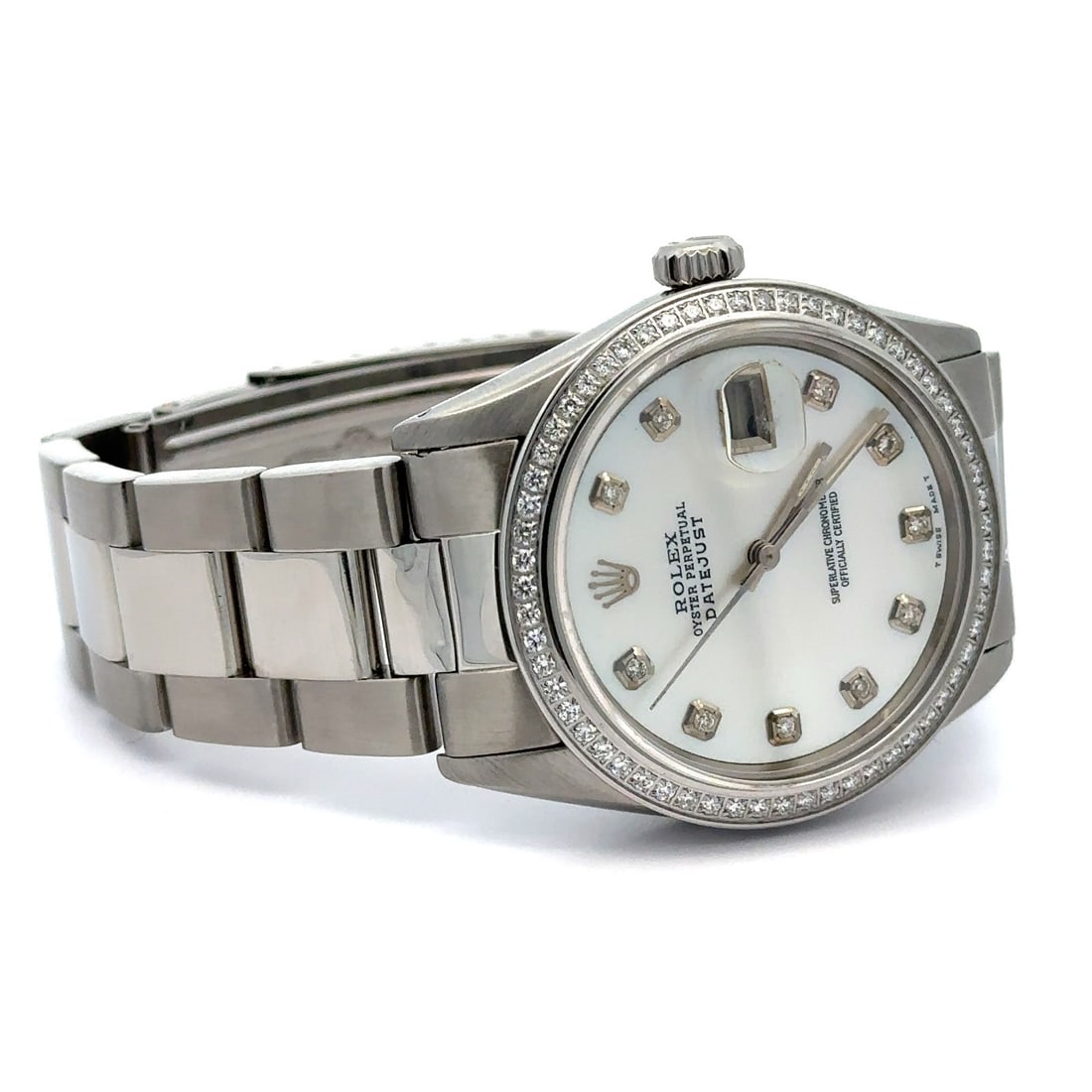 Rolex Datejust 36mm Ref 16014 Automatic Watch MOP Dial Diamond Bezel Oyster Band (1 of 12)