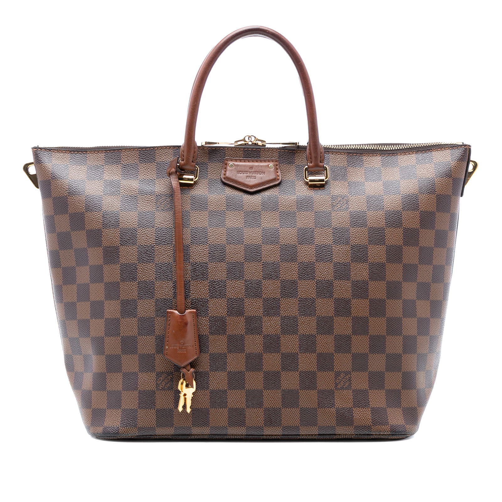 Damier Ebene Belmont MM Tote by Louis Vuitton with Leather Handles (1 of 7)