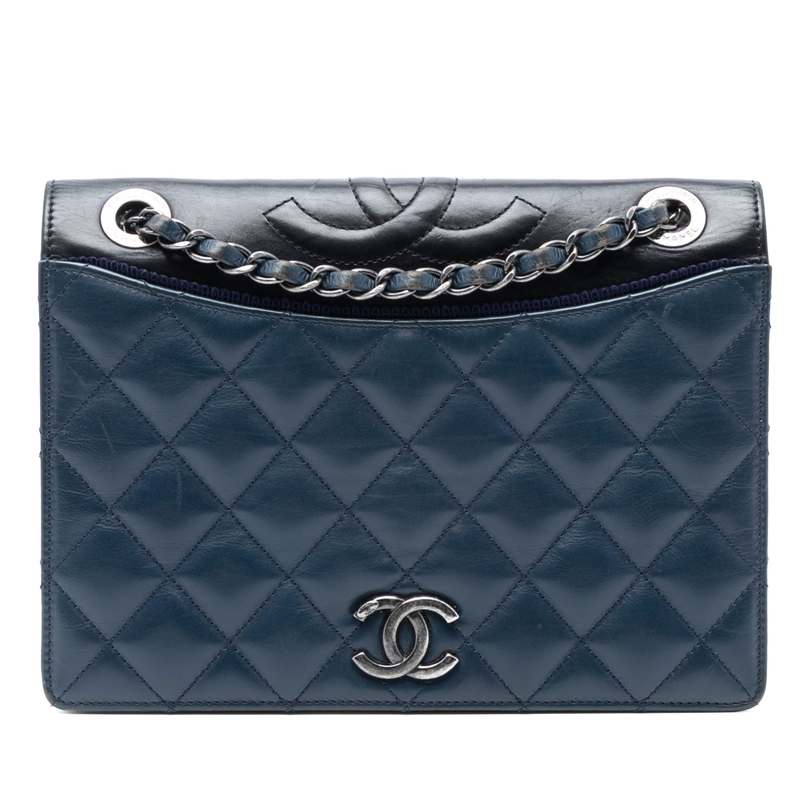 Blue Chanel Ballerine Medium Flap Quilted Lambskin Shoulder Bag: Blue Chanel Ballerine Medium Flap Quilted Lambskin Shoulder Bag This Chanel Medium Quilted Lambskin Ballerine Flap features a blue quilted lambskin leather body with leather-woven chain link shoulder