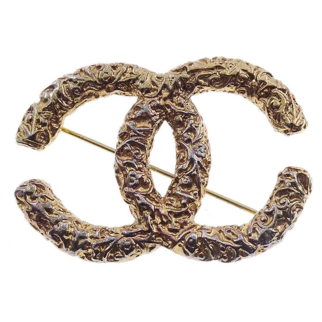 Chanel 93A Gold-Plated CC Brooch Pin Luxury Accessory (1 of 5)
